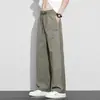 Pantalones casuales de rayas estilo americano para hombres y mujeres, estilo fino de otoño, marca de moda, corte holgado, pantalones rectos de seda helada de secado rápido, pantalones tácticos de paracaidista