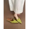 Mules Elegantes Cerradas Estilo Francés para Mujer, Nuevo Modelo Verano 2026, Tacón Fino, Cómodas, Sandalias de Ante con Punta