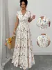 Vestido Largo de Nuevo Estilo 2026 con Cuello en V Francés y Ceñido a la Cintura, Vestido Elegante y Gracioso para Venta Transfronteriza Europea y Americana en Amazon y Aliexpress