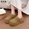Couro genuíno, design de bico aberto, sapatos femininos estilo Birkenstock, coleção outono 2026, sapatilhas casuais retrô versáteis, sola grossa, sapatilhas Birkenstock que aumentam a altura