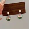 Brincos Artísticos de Esmalte Vintage Estilo Francês Flor 3D, Brincos de Tarraxa de Pérola de Água Doce Esmaltados Coloridos de Luxo Leve Nicho de Alta Qualidade