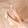Zapatos de Boda de Punta Zapatos de Mujer 2025 Nuevo Vestido de Novia Principal Tacones Altos Zapatos de Novia Zapatos de Dama de Honor Zapatos de Compromiso de Cristal Francés