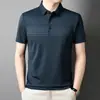 Camiseta de manga corta de verano para papá, para hombre de mediana edad, holgada, casual, a cuadros de seda helada, camiseta polo de verano para hombre, top