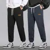 Calça de moletom pesada para homens, nova tendência primavera e outono 2025, solta, casual, com retalhos, espessa, esportiva, jogger