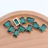 Brincos de pingente de colar retangulares de vidro colorido banhados a ouro 18K real, anel duplo, acessórios de joalheria semiacabados