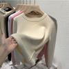 Suéter de cachemira de punto para otoño e invierno 2024, forrado con vellón, camisa de cuello redondo gruesa, ropa interior cálida para mujer