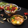 Olla de acero inoxidable estilo coreano olla seca de mariscos olla de sopa dorada de doble asa olla plana para fideos instantáneos de celebridad de internet mini olla caliente