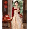 Vestido Toast Cuello Cuadrado Manga Larga para la Novia 2026 Estilo Nuevo Se Puede Usar Casual Vestido de Compromiso Vestido de Noche de Boda para Mujer