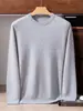 Suéter 100% caxemira pura, masculino, gola redonda, modelagem solta, estilo business casual, tricô quente para outono e inverno, perfeito como camada base