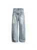 Jeans Rectos Desgastados Deconstruidos Estilo Americano de la Marca de Moda Nanxia para Hombre, Pantalones Anchos Holgados de Moda Versátiles de Longitud Completa