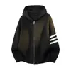 Nuevo suéter de punto con capucha para otoño e invierno para hombre, chaqueta cárdigan de tres rayas, estilo old money, venta al por mayor de fábrica transfronteriza