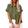 2024 Amazon ebay Europeu e Americano primavera e verão novo popular top algodão e linho bolso manga curta camisa T-shirt vestuário feminino