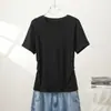 Nueva Camiseta de Verano para Mujer, Ajustada, Cuello Redondo, Versátil, Manga Corta, Top Sencillo y Cómodo, Hombro Normal, Manga Corta