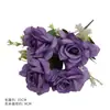Novo buquê de rosas artificiais com 5 cabeças para decoração suave de sala de estar, mesa de escritório, adereço de fotografia, flores artificiais