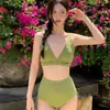 2026 Nuevo Bikini de Dos Piezas de Color Sólido Estilo Europeo y Americano para Mujer Amazon Traje de Baño Sexy Bikini