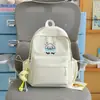 Bordado de Cachorrinho Macio e Fofo Estilo Healing Mochila Estudante na Cor Pêssego Claro, Estilo Fresco de Verão, Mochila Pequena para Viagem de Melhores Amigos