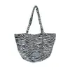 Nova Bolsa de Lona Estampada de Zebra para o Verão, Bolsa Tote de Compras, Estilo Moderno, Fonte Neutra para Atacado