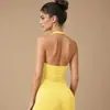 Top de tirantes sin costuras Dfyne Impact, largo, con almohadillas removibles de tres capas en el pecho, alta elasticidad, espalda hermosa, ajustado, ropa interior para yoga