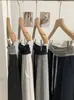 KEKEZOON Pantalones de Chándal Anchos de Pierna Recta Elásticos de Cintura Alta con Cordón y Parches de Color Contrastante para Mujer Otoño Pantalones Largos Rectos 8788