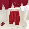 Nuevo conjunto de primer cumpleaños para bebé niño estilo chino, conjunto rojo con bordado del carácter "Fu", conjunto de dos piezas para primavera/otoño para celebración de 100 días y salidas