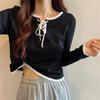 Roupas de Outono Transfronteiriças Nova Camisa Básica de Tricô Cinza Design Feminino Nicho Chique Curta Doce e Picante Top Ins Trbottom