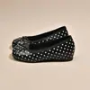 Sapatos Baixos de Bolinhas com Laço Estilo Francês para Mulheres, Novo Modelo Primavera 2026, Sapatos Baixos Elegantes Retrô de Bolinhas com Bico Redondo