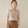 Suéter de Cachemira Estilo Nuevo para Mujer, Camisa 100% Cachemira Pura, Cárdigan de Punto con Cuello Polo, Ropa de Abrigo, Camiseta Base