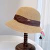 Sombrero de Paja de Moda Estándar de Metal de Ala Ancha Francés para Mujer Verano Viaje Vacaciones Protección Solar Sombrero de Pescador Sombrero de Cuenca de Paja Vintage Moderno