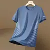 Camiseta de Verano Transpirable de Secado Rápido con Cuello Redondo y Media Manga para Hombre, Tendencia Juvenil Transfronteriza, Seda de Hielo