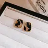 Pendientes Redondos Florales Estampado Leopardo Marrón Retro Aguja Plateada Pendientes de Temperamento Maillard Otoño e Invierno Pendientes de Gama Alta Venta al por Mayor