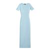Elegante Vestido de Punto de Manga Corta con Cuello en U Estilo Francés para Mujer Verano de Alta Gama con Abertura Falda Lápiz de Un Paso