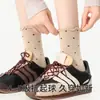 Calcetines de encaje para mujer para primavera y otoño, calcetines de lunares hasta la pantorrilla combinados con zapatos Birkenstock, calcetines de algodón puro estilo japonés con volantes