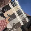 Calcetines de Algodón de Media Pantorrilla de Moda para Otoño e Invierno, Estilo Básico a Rayas, Combinación de Colores Versátil