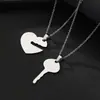 Collar de Acero Titanio con Colgante de Corazón y Piezas de Rompecabezas para Parejas Transfronterizas, Se Puede Grabar con Logo Láser, Collar de Acero Inoxidable
