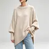 Suéter de punto oversized con cuello redondo, transfronterizo europeo y americano, otoño/invierno 2026, marca independiente, estilo holgado y relajado, suéter de color liso para mujer