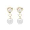 Agulha de Prata Estilo Japonês Coreano Temperamento Elegante Brilhante Pérola Brincos Feminino Simples Versátil Estudante Deslocamento Moda Tarraxas de Orelha Venda por Atacado