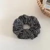 Scrunchie de outono e inverno coreano com estampa de leopardo retrô escovado, moderno para o trajeto, elástico para rabo de cavalo baixo, elástico para coque, acessório de cabelo