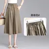 Pantalones cropped de pierna ancha para mujer, nueva colección de verano 2026, de cintura alta, con caída fluida, elegantes pantalones casuales sueltos estilo coreano y pantalones falda