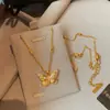 Colar Borboleta Escovada em Prata de Lei 925 Luxo Acessível High-End Ins Estilo Francês Meados do Século Corrente de Clavícula Pingente em Ouro 18K