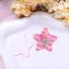 Rojo Dulce Rejillas Ramo Estrella de Cinco Puntas Acrílico Impresión DIY Collar Pin Lateral Pasador Accesorios para Pasador