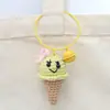 Pingente de Sorvete de Crochê, Charme para Bolsa Tecido com Fio, Enfeite de Sorvete Tricotado, Chaveiro, Acessório Feito à Mão para Chave de Carro