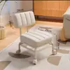 Banqueta Pequena Giratória com Rodas, Banqueta Baixa para Crianças, Banqueta Doméstica para Trocar Sapatos, Banqueta Móvel para Sofá, Cadeira com Suporte Lombar e Encosto
