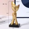 Enfeites de Máscara de Resina Dourada Decoração para Casa Sala de Estar Armário de Vinho Artesanato Enfeites Máscara de Personagem Abstrata Enfeites