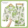 Novo Pijama Infantil Menino Primavera e Outono Desenho Animado Fofo Gola Lapela Cardigã Manga Longa Crianças Médias e Grandes Conjunto Fino de Roupa para Casa