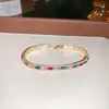 ¡Pulsera apilada de diamantes de colores! Pulsera de calabaza con circonita chapada en oro real, joyería de diseño niche estilo ins coreano para mujer