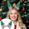 Diadema Decorativa Navideña para Niños, Ambiente de Fiesta Navideña, Accesorios para Fotos, Estrella con Borde Dorado, Diadema de Tira de Color de Árbol de Navidad