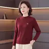 Top de capa base de cuello alto de alta calidad para madre 2026 Otoño/Invierno Nuevo estilo Pulóver para mujer de mediana edad Camiseta ajustada Top grueso