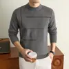 Roupas para homens de meia-idade e idosos, suéter de pai, blusa de gola redonda para primavera e outono, roupa de outono, suéter de tricô de avô, tricô quente