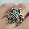 Anillo Vintage Calavera Cara de Fantasma para Hombre Agresivo Combinación 2 en 1 Anillo de Dedo Moderno Simple Creativo Anillo Abierto