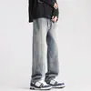 Jeans nuevos de venta caliente para primavera y otoño 2026, corte recto holgado, versátiles y modernos, pantalones largos de mezclilla lavada, moda masculina de tendencia